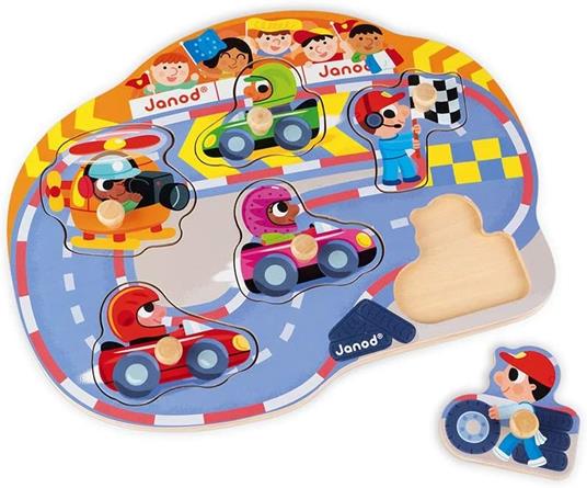 Janod J07100 - Happy Racing Puzzle 6 Pz - 2