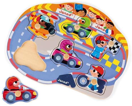 Janod J07100 - Happy Racing Puzzle 6 Pz - 3