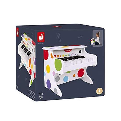Janod Il mio primo pianoforte elettronico Coriandoli (legno), strumento musicale per bambini, giocattolo musicale, per bambini dai 3 anni in su, J07618, multicolore - 3
