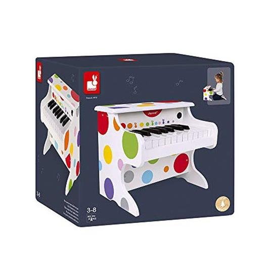 Janod Il mio primo pianoforte elettronico Coriandoli (legno), strumento musicale per bambini, giocattolo musicale, per bambini dai 3 anni in su, J07618, multicolore - 3