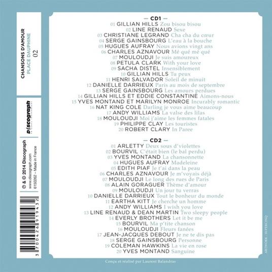 Place Dauphin. Chansons d'amour - Balade à St. German 02 - CD Audio - 2