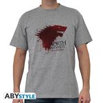 Game Of Thrones. T-shirt The North... Man Ss Sport Grey. Basic Large