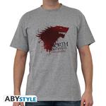 Game Of Thrones. T-shirt The North... Man Ss Sport Grey. Basic Double Xl