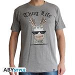 Lapins Cretins. T-shirt Thug Life Man Ss Sport Grey. Basic Large