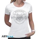 Harry Potter. T-shirt Hogwarts Woman Ss White. Basic Large