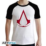 Assassin S Creed. T-shirt Crest Man Ss White & Black. Premium Large