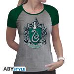 T-Shirt Donna Tg. L Harry Potter: Slytherin Grey & Green Premium