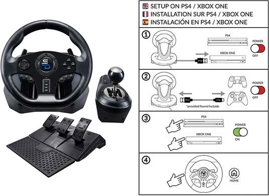 SUBSONIC Superdrive - Volante Gs850-X con Cambio Manuale, 3 Pedali, Paddle Shifters per Xbox Serie X/S, PS4, Xbox One, (Programmabile Per Tutti I Giochi - 6