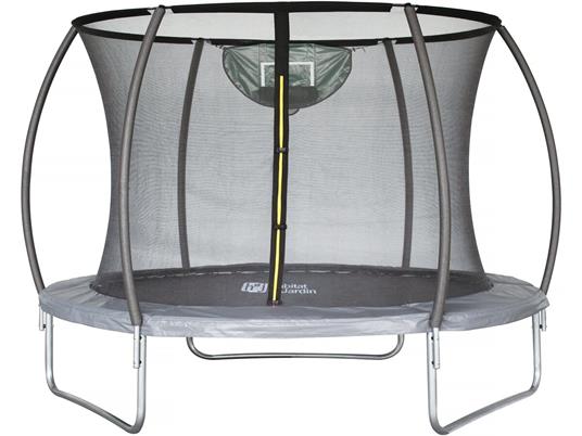 Trampolino con rete interna e cestino "jumper" Ø3,05 - Grigio