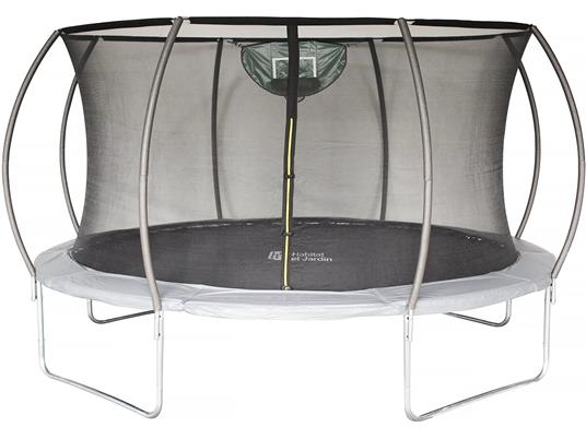 Trampolino con rete interna e canestro "jumper" Ø4,25 m - Grigio