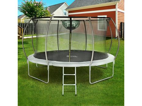 Trampolino con rete interna e canestro "jumper" Ø4,25 m - Grigio - 2