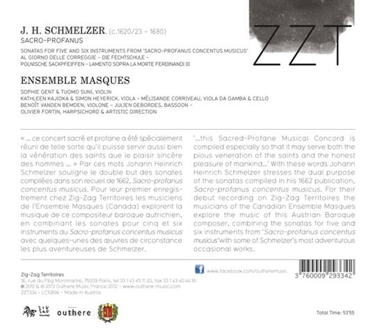 Sacro-Profanus - CD Audio di Johann Heinrich Schmelzer,Ensemble Masques - 2