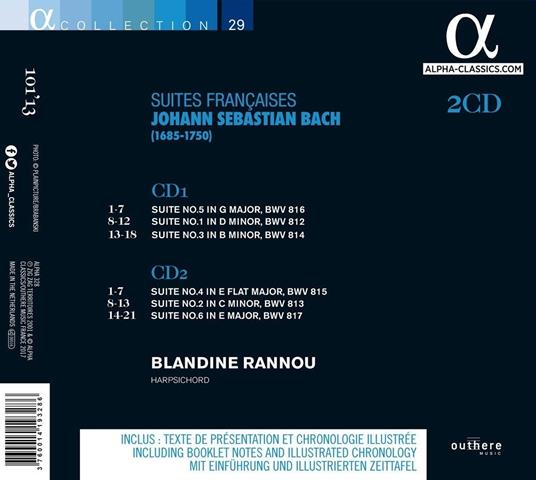 Suites francesi - CD Audio di Johann Sebastian Bach,Blandine Rannou - 2