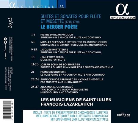 Le berger poète. Suites e sonate per flauto e musette - CD Audio di Musiciens de Saint Julien - 2