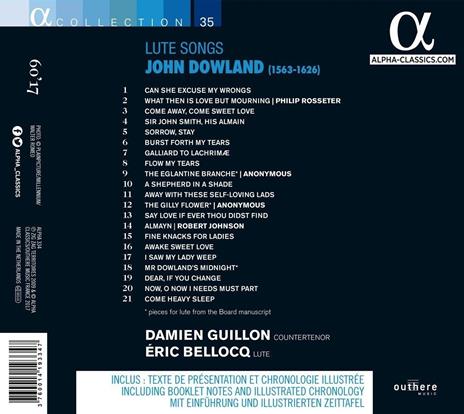 Lute Songs - CD Audio di John Dowland,Damien Guillon,Eric Bellocq - 2