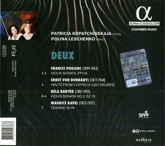 Deux - CD Audio di Francis Poulenc,Maurice Ravel,Bela Bartok,Polina Leschenko,Patricia Kopatchinskaja - 3