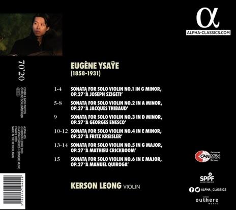 Sei sonate per violino solo - CD Audio di Eugene Ysaye,Kerson Leong - 2