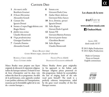 Cantate Deo. A voce sola in dialogo - CD Audio di Marco Beasley,Guido Morini,Accordone - 2