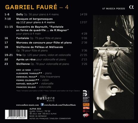 Musica da camera con pianoforte completa - CD Audio di Gabriel Fauré,Emmanuel Pahud,Eric Le Sage,Alexandre Tharaud - 2