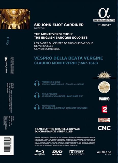 Claudio Monteverdi. Vespro della Beata Vergine (DVD + Blu-ray) - DVD + Blu-ray di Claudio Monteverdi,John Eliot Gardiner,English Baroque Soloists,Monteverdi Choir - 2