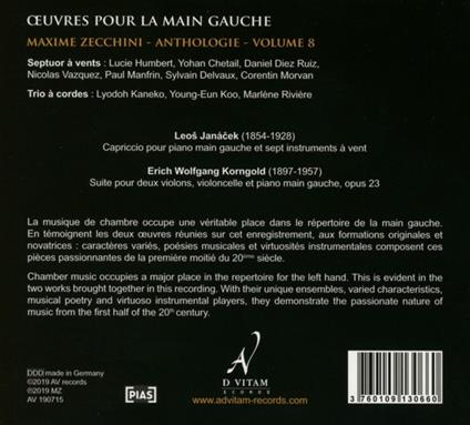 Oeuvres Pour La Main Gauche Vol 8 - CD Audio di Maxime Zecchini