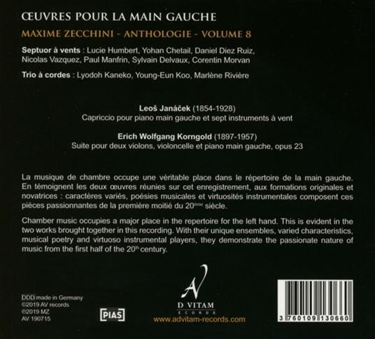 Oeuvres Pour La Main Gauche Vol 8 - CD Audio di Maxime Zecchini