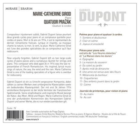 Poème - Les heures dolentes - La maison dans les dunes - Journée de Printemps - CD Audio di Gabriel Eduard Dupont - 2