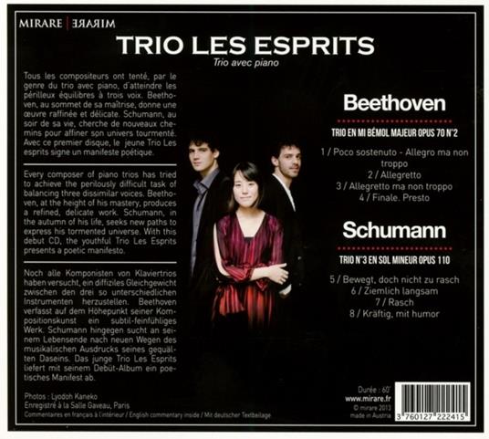 Trio op.70 n.2 / Trio n. 3 op.110 - CD Audio di Ludwig van Beethoven,Robert Schumann,Trio Les Esprit - 2