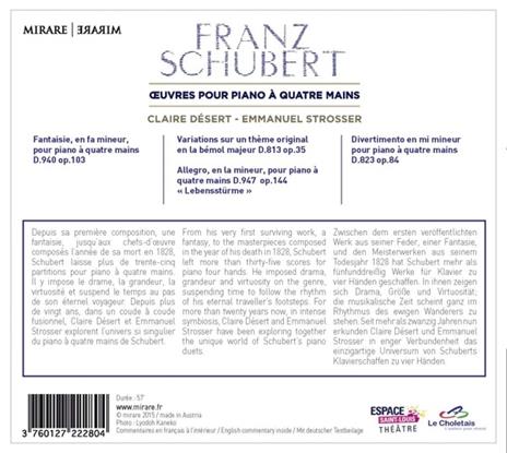 Opere per pianoforte a quattro mani - CD Audio di Franz Schubert,Emmanuel Strosser,Claire Désert - 2
