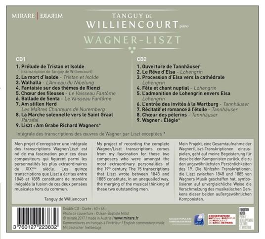 Wagner - Liszt - CD Audio di Franz Liszt,Richard Wagner,Tanguy De Williencourt - 2