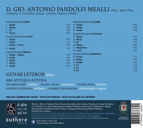 Sonate a Violino Solo - CD Audio di Pandolfi - 2