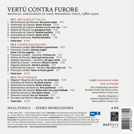 Vertù contra Furore - CD Audio di Mala Punica,Pedro Memelsdorff - 2