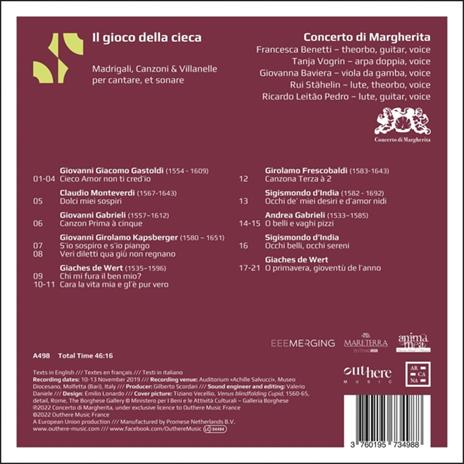 Il gioco della cieca. Madrigali, canzoni & villanelle - CD Audio di Concerto di Margherita - 2