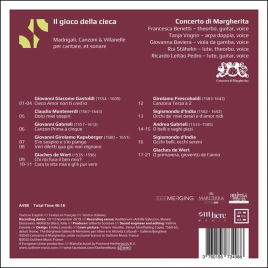 Il gioco della cieca. Madrigali, canzoni & villanelle - CD Audio di Concerto di Margherita - 2
