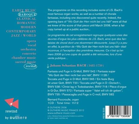 Toccate e fantasie per organo - CD Audio di Johann Sebastian Bach,Bernard Foccroulle - 2
