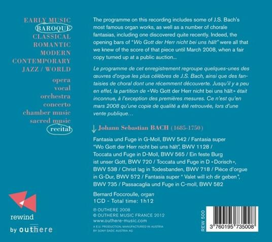 Toccate e fantasie per organo - CD Audio di Johann Sebastian Bach,Bernard Foccroulle - 2