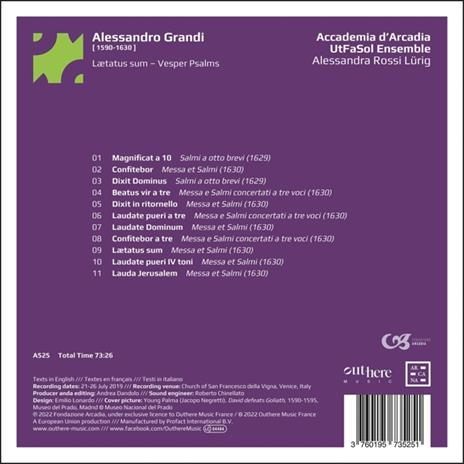 Laetatus Sum - Vesper Psalms - CD Audio di Alessandro Grandi - 2