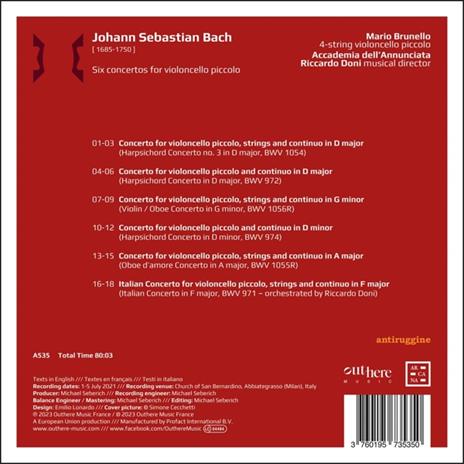 Transcriptions Six Concertos for Violin - CD Audio di Johann Sebastian Bach - 2