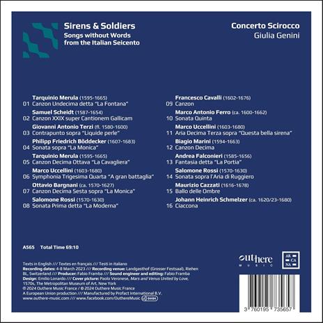 Sirens & Soldiers. Song Without Words From the Italian Seicento - CD Audio di Tarquinio Merula,Concerto Scirocco - 2