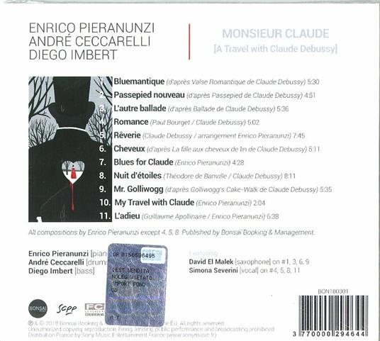 Monsieur Claude. A Travel with Claude Debussy - CD Audio di Enrico Pieranunzi - 2
