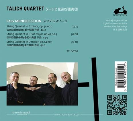 Quartetti per archi op.44 - CD Audio di Felix Mendelssohn-Bartholdy,Talich Quartet - 2