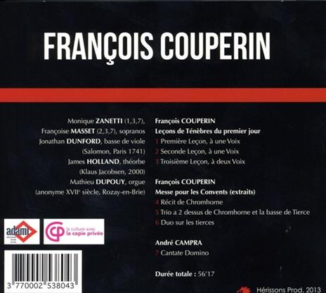 Les Lecons Des Tenebres - CD Audio di François Couperin - 2