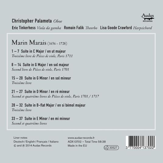 Suites for Oboe - CD Audio di Marin Marais - 2