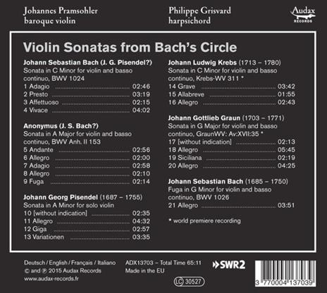 Bach & Entourage - CD Audio di Johann Sebastian Bach,Johannes Pramsohler - 2