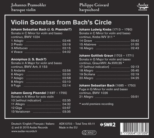 Bach & Entourage - CD Audio di Johann Sebastian Bach,Johannes Pramsohler - 2