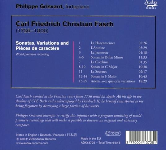 Works For Keyboard - CD Audio di Philippe Grisvard,Carl Friedrich Fasch - 2