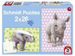 2 Puzzle da 26Pz Zoo Babies per Bambini 3+ Schmidt