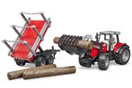 Trattore Massey Ferguson 7480 con rimorchio trasporto tronchi