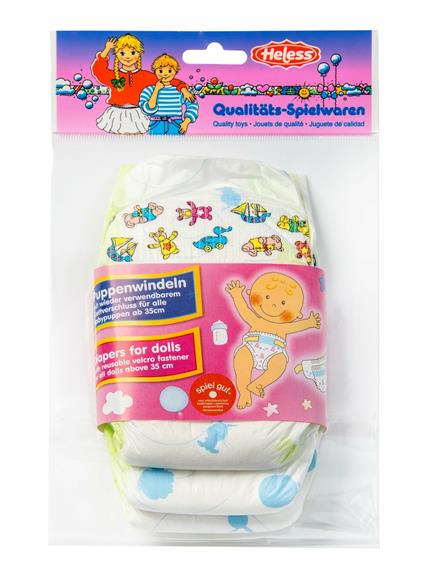 Heless: Diapers For Dolls. 3St 35-50 Cm Pannolini per Bambole