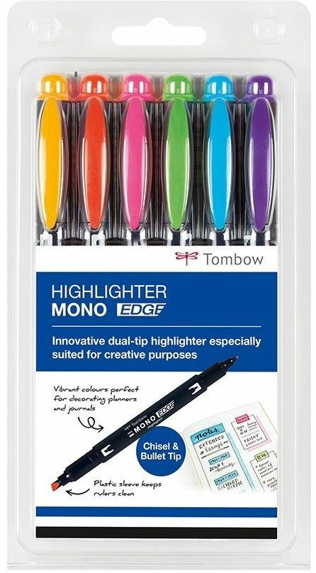 Evidenziatori marker Tombow Mono Edge. Astuccio 6 colori assortiti